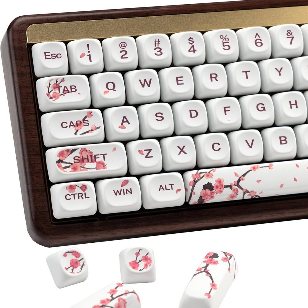 XVX MOA Profile Cherry Blossom PBT Keycaps, 140-Key Dye-Sub Keycaps for ANSI/ISO